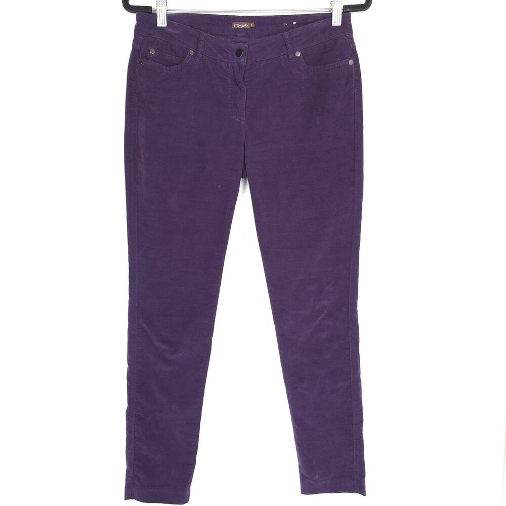 J.McLAUGHLIN Jeans Purple Slim Straight Pants Mid-Rise Cotton Blend Velvet 4